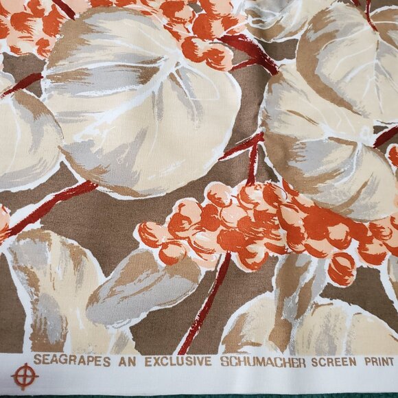 Seagrapes Schumacher Exclusive Screen Print Fabric Vintage Botanical 198" x 28" - Picture 4 of 8
